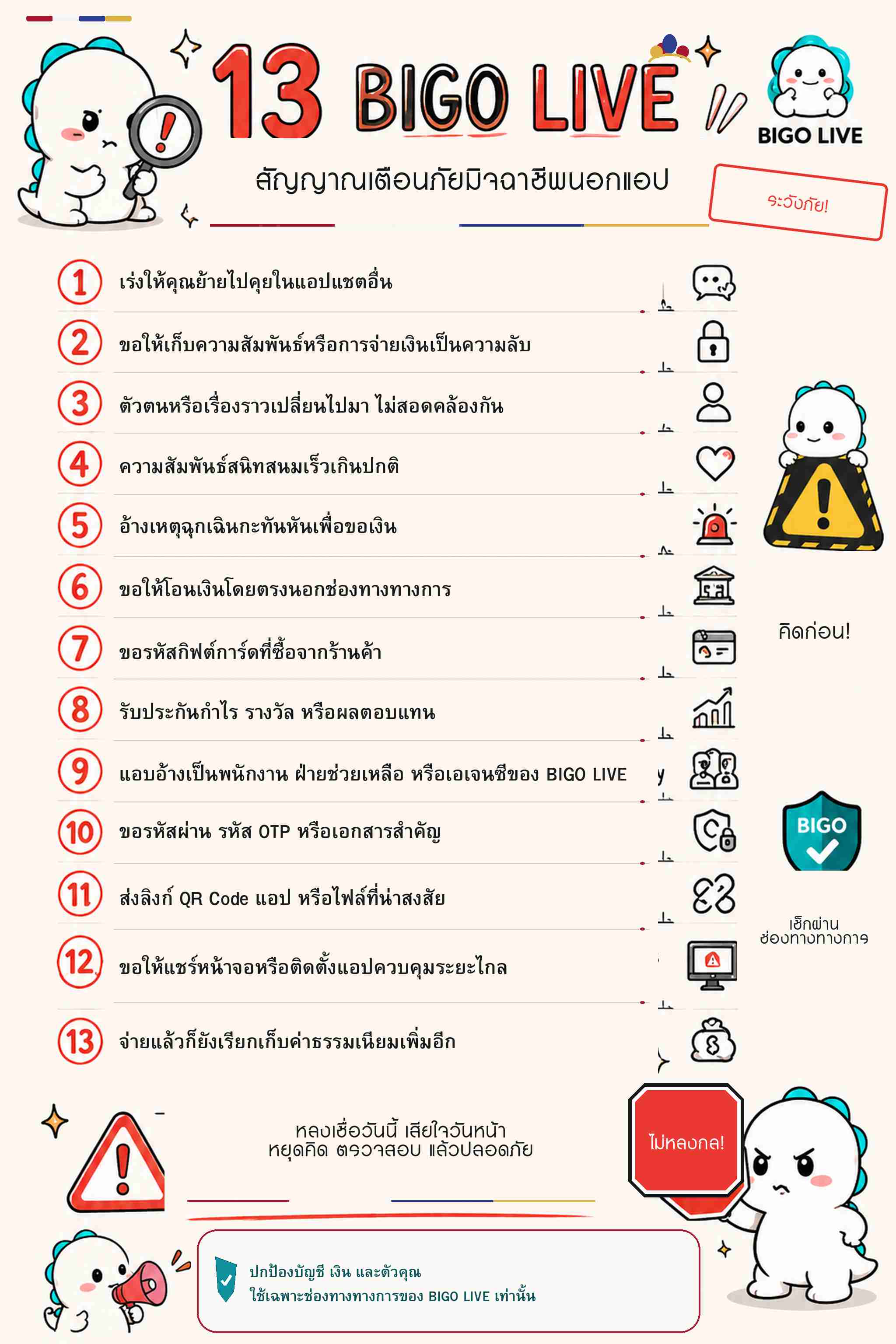 ผู้ใช้กำลังตรวจสอบข้อความน่าสงสัยที่ได้รับนอก BIGO LIVE