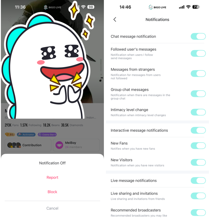 BIGO LIVE Notification Settings Guide