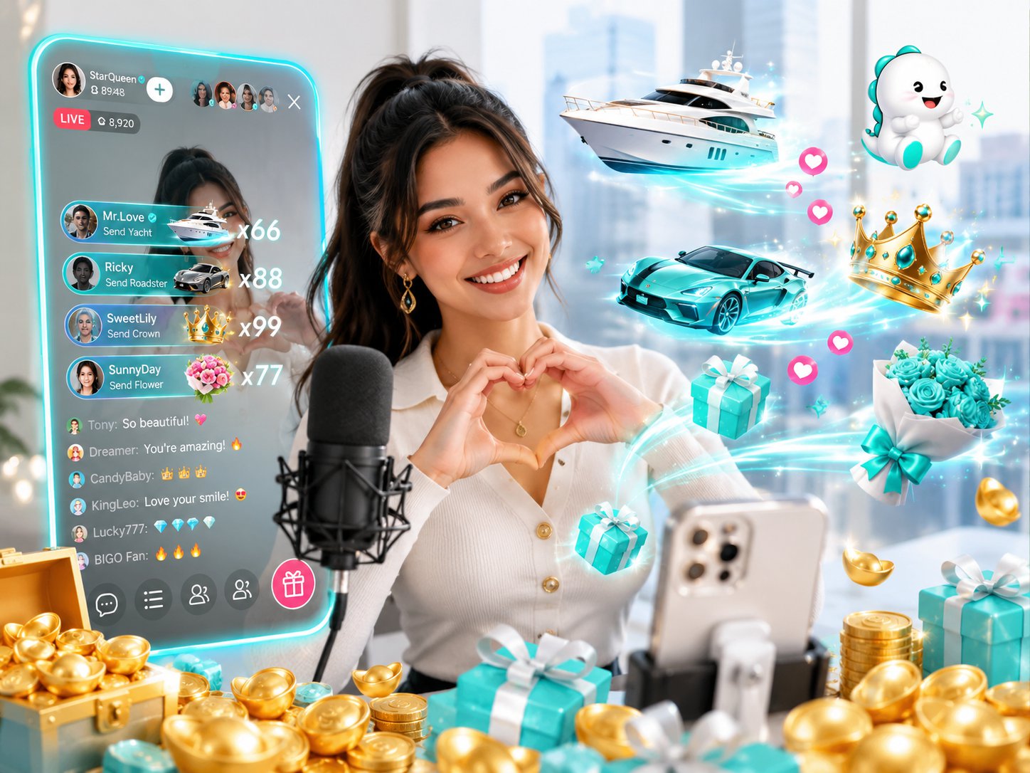 Regalos virtuales de BIGO LIVE durante una transmisión en vivo