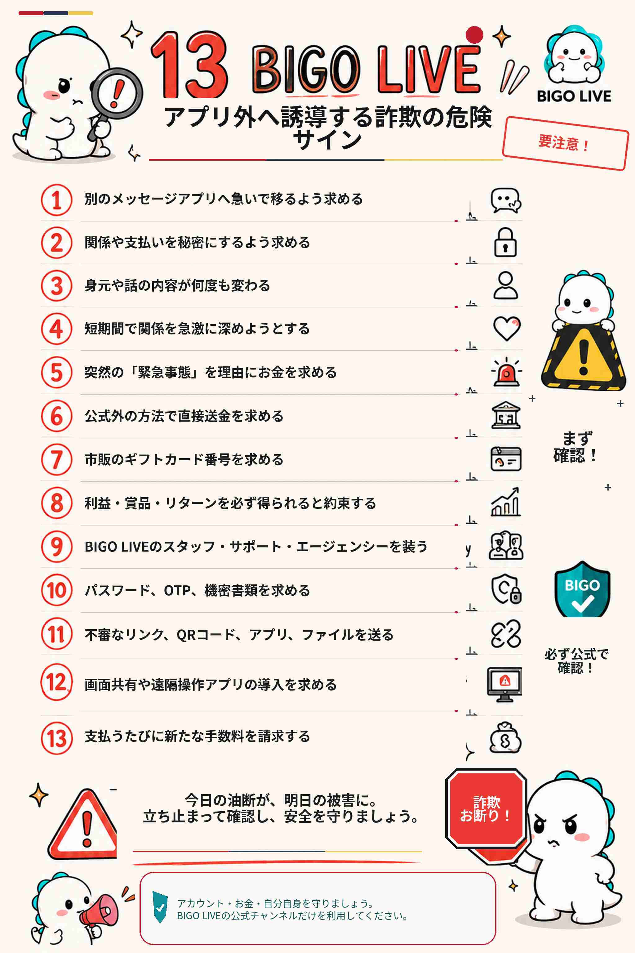BIGO LIVEの外で届いた不審なメッセージを確認する利用者