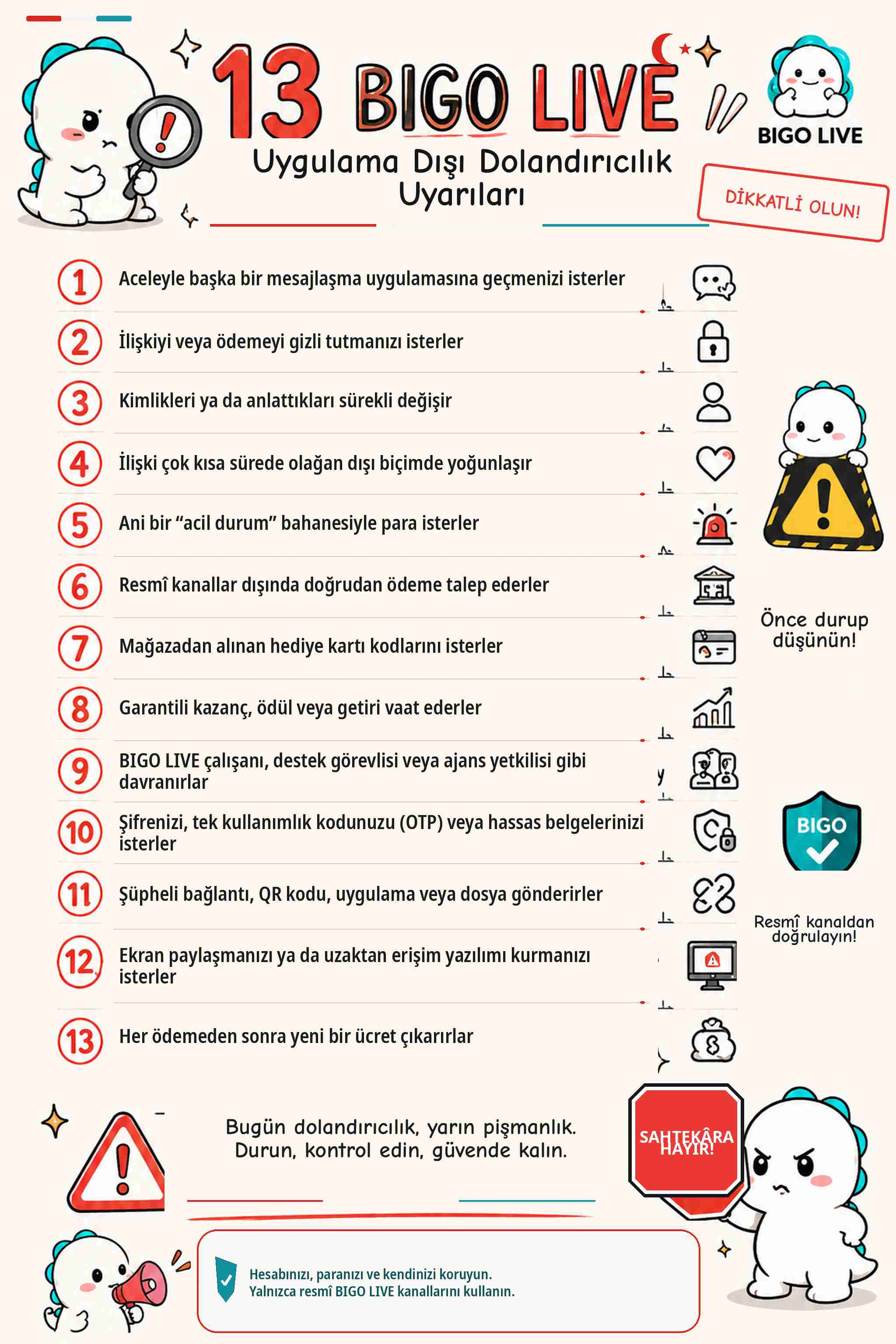 BIGO LIVE dışında gelen ş&uuml;pheli mesajı inceleyen kullanıcı