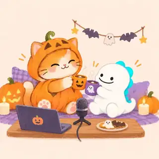 ほっこりかぼちゃねことDino