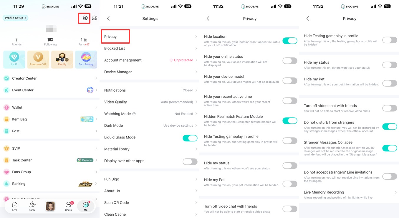 Bigo Live Privacy Settings Tutorial