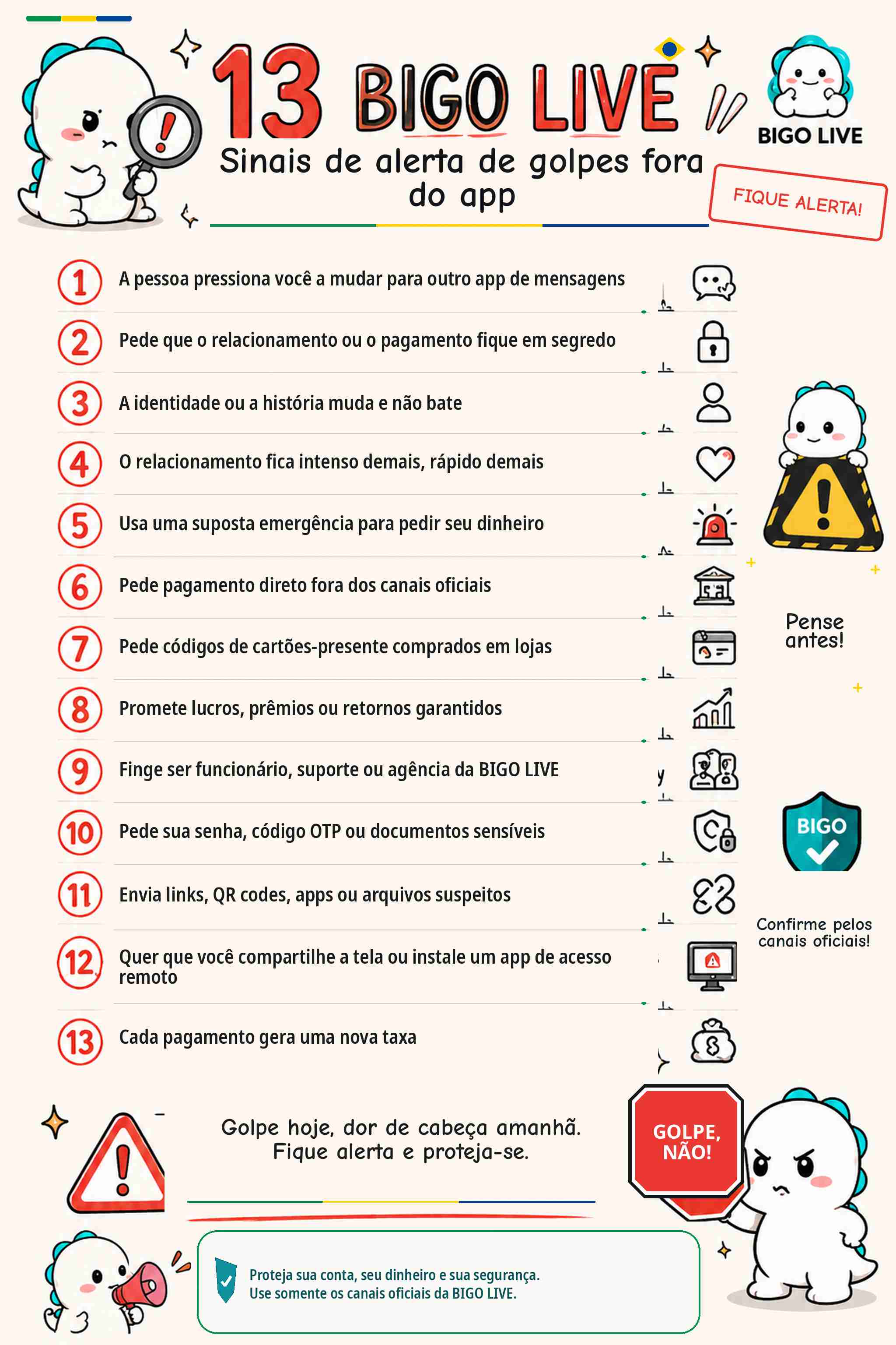 Pessoa conferindo uma mensagem suspeita recebida fora do BIGO LIVE