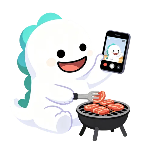 DINO 邊看直播邊烤肉